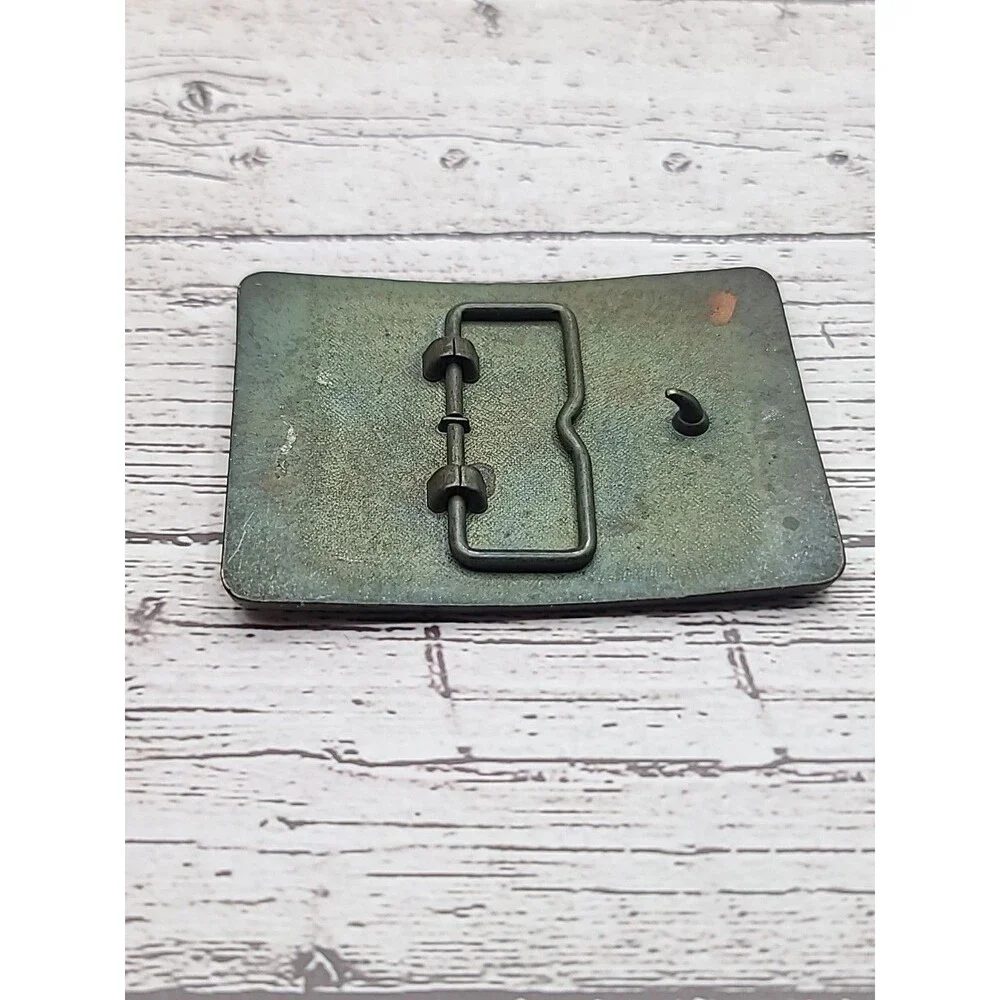 Vintage Portec Railroad Track Belt Buckle Construction Figural Gold Tone
